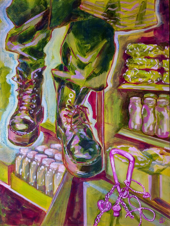 Subway Girl 11 x 14 oil on wood