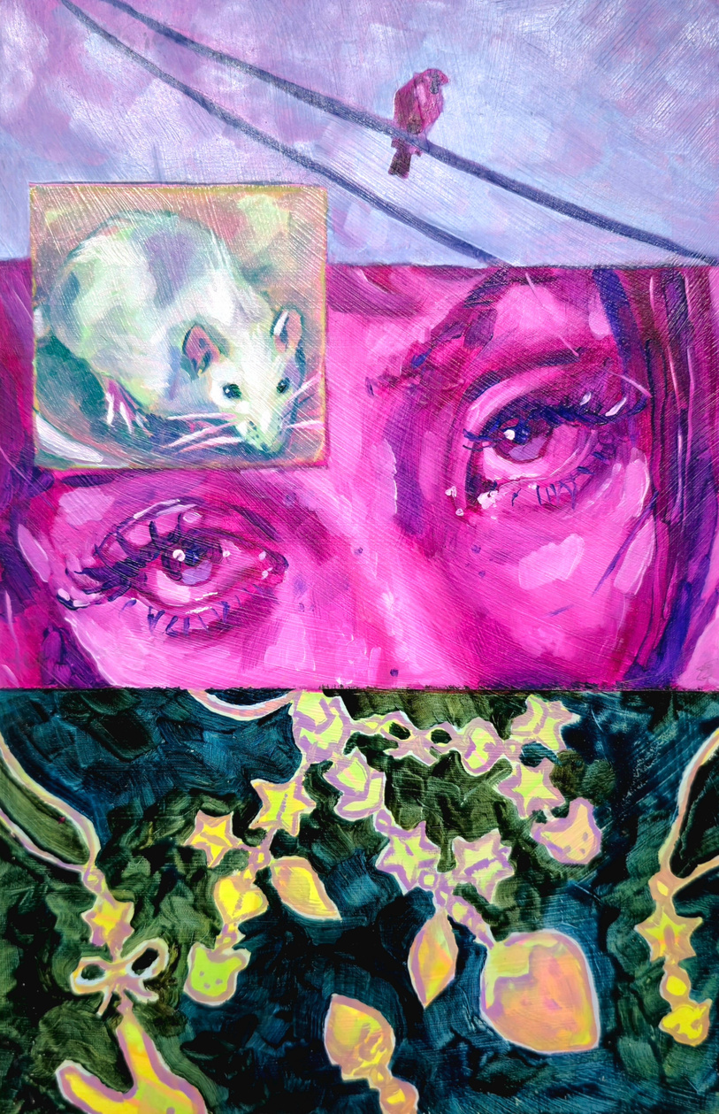 10 000 steps 7.5 x 11.5 oil on wood
